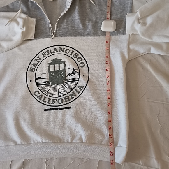 Vintage San Francisco California Quarter-Zip pullover Sweatshirt, Size XL, White - Picture 4 of 8